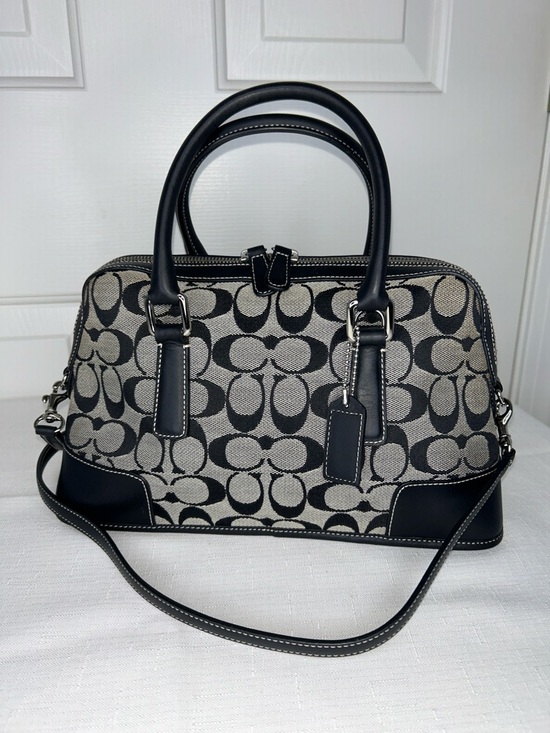 Coach Vintage Black Satchel with Leather Trim and Chrome Hardware - Picture 16 of 16